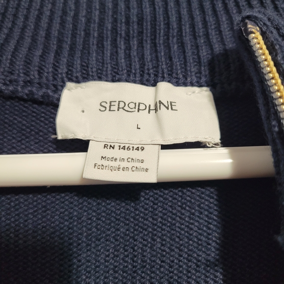 Seraphine Maternity Navy and White Striped Sweater - Picture 4 of 9